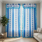 Cortinas Estampadas Para Ventana Con Forro Interior 2.9x2m Azul Acero