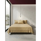 Juego De Sabanas King Size Leonora Percal Algodón 144h Lisas Beige Beige Claro