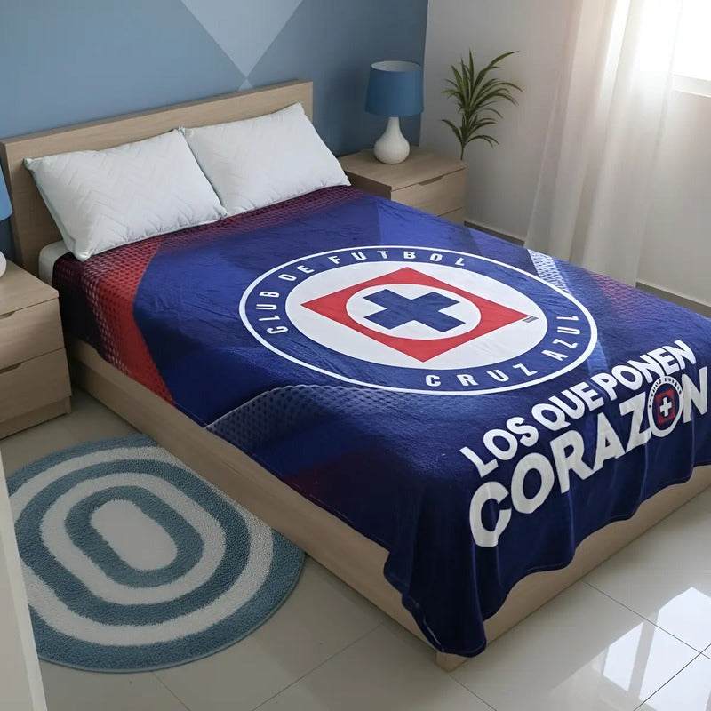 Frazada Matrimonial Providencia  De Equipos. Cruz Azul Todos Ponen Corazón Azul