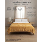 Cobertor Frazada Matrimonial Ligera Super Suave Y Calientita Rayado 700 G Mostaza