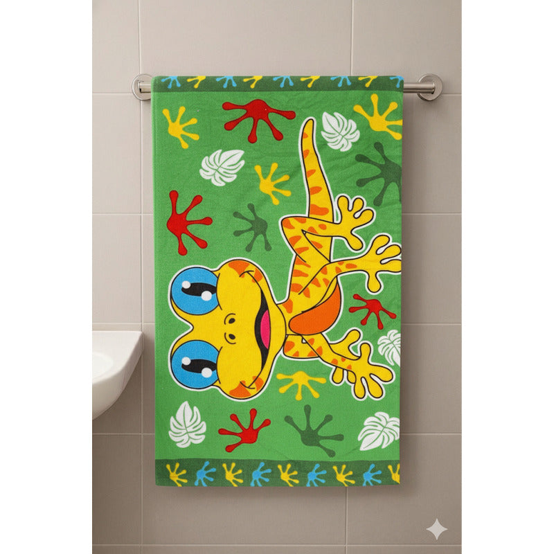 Toalla De Mano Microfibra Leonora. Set De 6 Toallas 110x60cm Verde Lagartija Amarilla