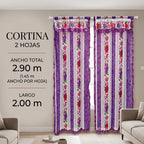 Cortinas Estampadas Para Ventana Con Forro Interior 2.9x2m Violeta
