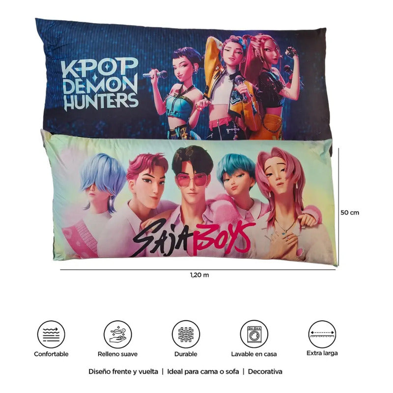 Almohada Saja Boys Y Demon Hunter Abrazable Jumbo 120x50cm Color Violeta