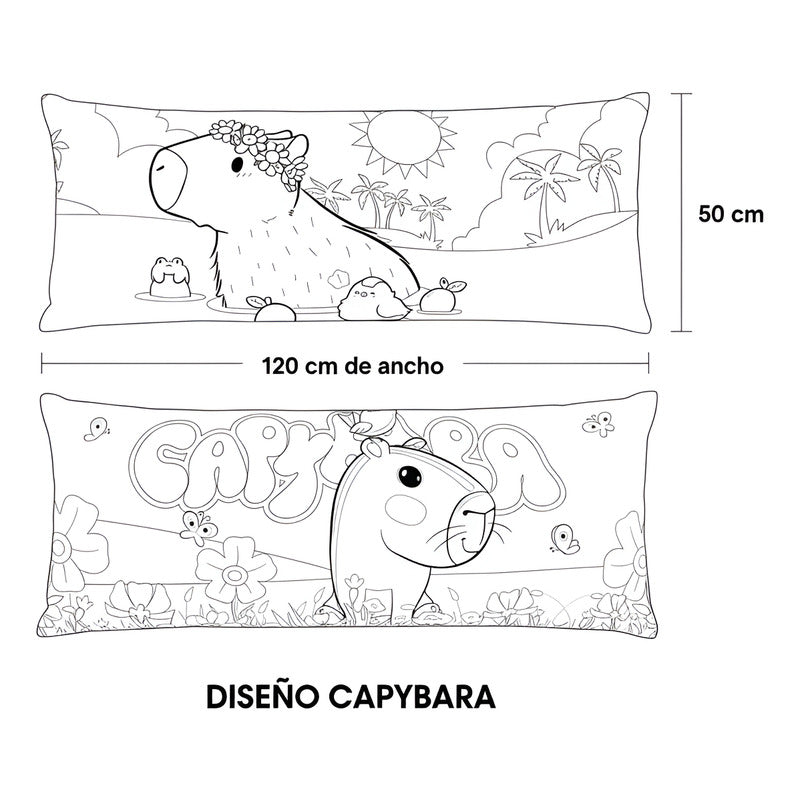 Almohada Providencia Super Jumbo Capybaras Azul Claro