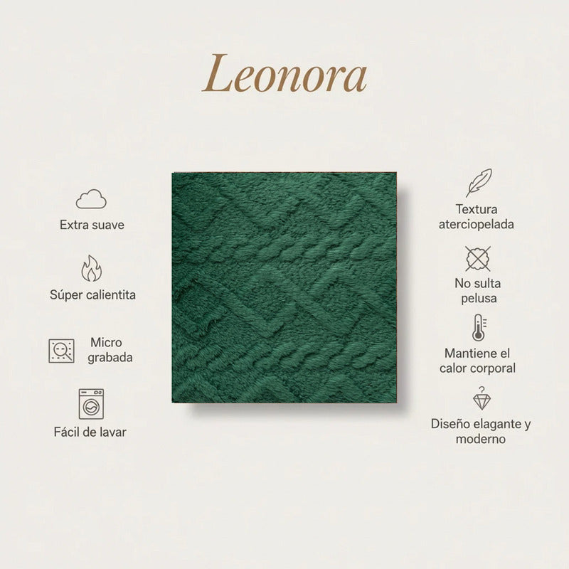 Frazada Leonora Matrimonial Extra-suave Grabado Hd Acogedora Cadena Verde Verde Oscuro