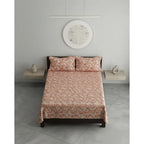 Juego De Sabanas Franela Mariol 100% Algodón Matrimonial Coral Claro Floresta Naranja