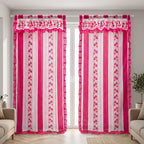 Cortinas Estampadas Para Ventana Con Forro Interior 2.9x2m Fucsia