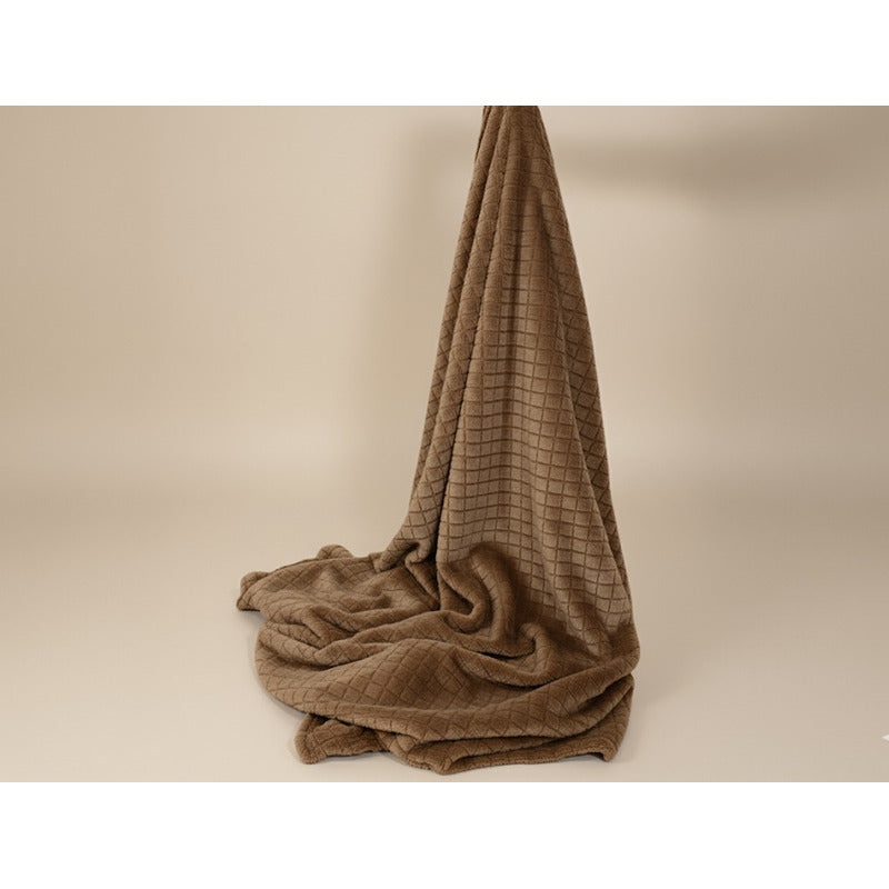 Frazada Térmica Leonora Matrimonial Extra Suave-grabada Cuadros Cafe Marrón Oscuro