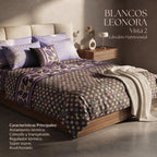 Set 6pzas Edredón Matrimonial Acolchado + Juego De Sabanas Lila/negro Lavanda Silvestre