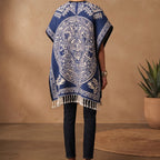 Jorongo Poncho Gaban Afelpado Unitalla Artesanal Grande Azul Guerrero Aguila 1mx1m