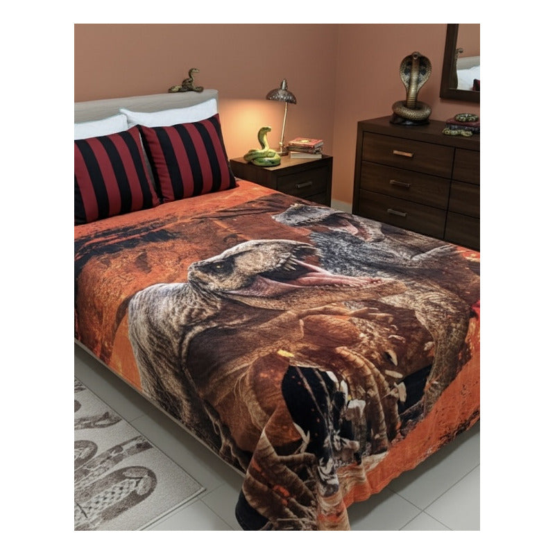 Frazada Providencia Disney Matrimonial Super Calientita Jurassic Park Dorado