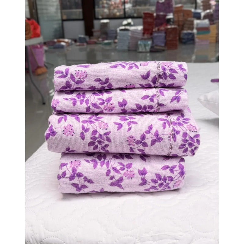 Juego De Sabanas Franela Mariol 100% Algodón Matrimonial Lila Floresta Lila