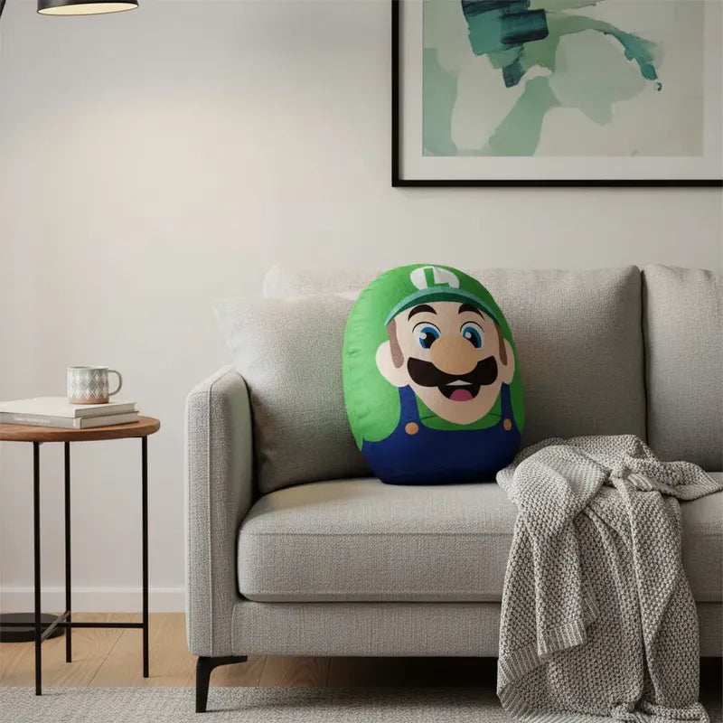 Almohada Providencia Abrazable Mario Bros De Luigi Suave Verde Lima