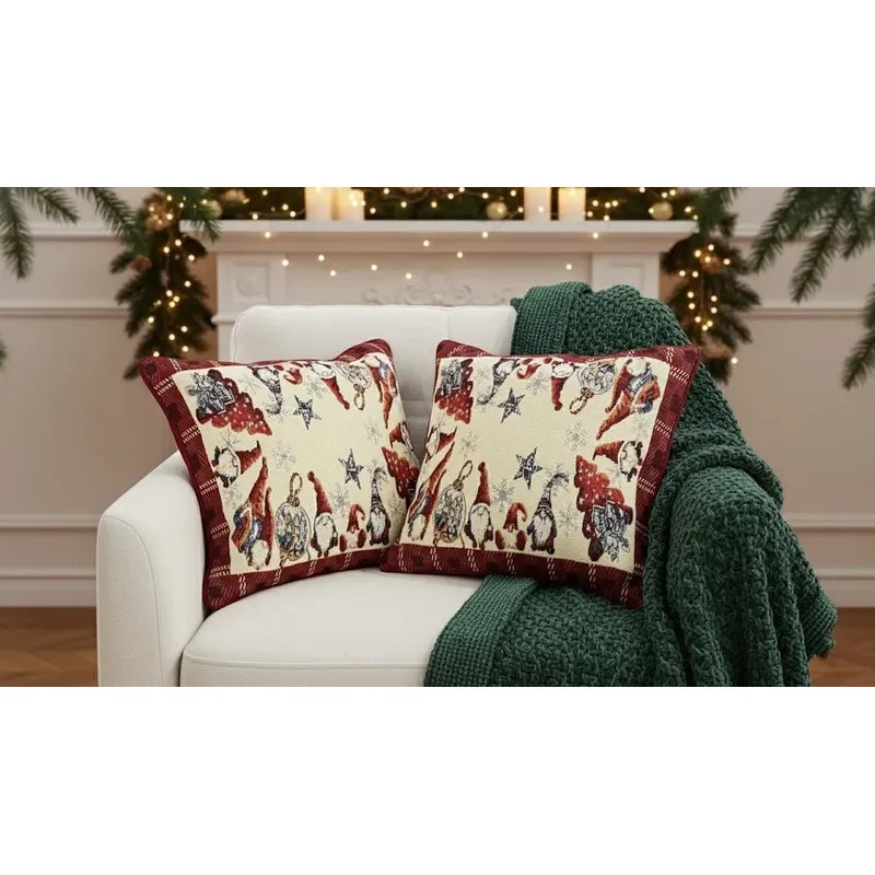 Kit Navideño: Camino De Mesa, Pie De Árbol, Fundas Y Tapete Bordó