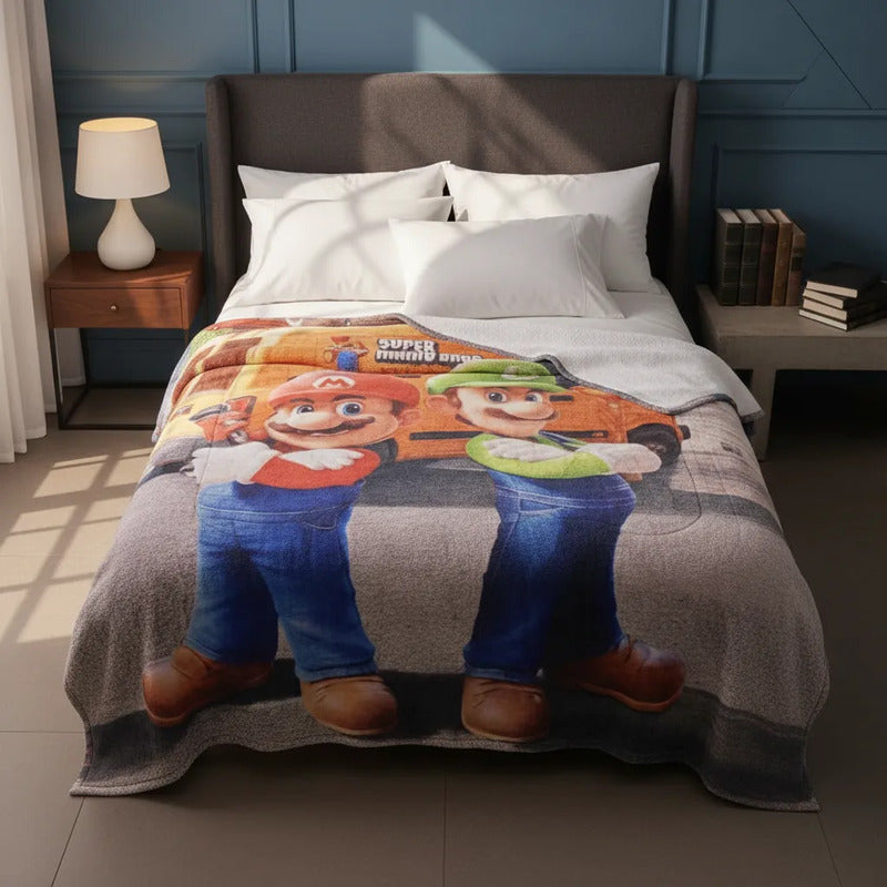 Frazada Matrimonial Providencia Super Suave Y Calientita Super Mario Bross Rojo