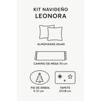 Kit Navideño: Camino De Mesa, Pie De Árbol, Fundas Y Tapete Verde Musgo Amigos De Santa