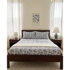 Juego De Sabanas Franela Mariol 100% Algodón Matrimonial Azul Claro Floresta Azul