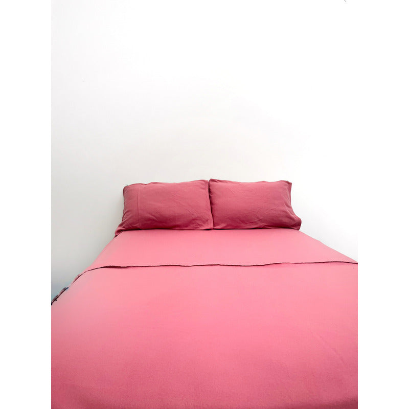 Juego De Sábanas Térmicas Polar Algodón Leonora Matrimonial Rosa Chicle Rosa Algodon