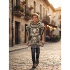 Jorongo Poncho Gaban Afelpado Infantil Artesanal Con Capucha Verde Claro Capibara 60x50