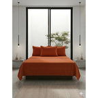 Juego De Sabanas King Size Leonora Percal Algodón 144h Lisas Naranja Oscuro Liso Shedron