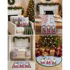 Kit Navideño: Camino De Mesa, Pie De Árbol, Fundas Y Tapete Azul Claro