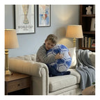 Almohada Ovejita Balón Futbol Grande 50x50cm Super Esponjoso Azul Marino