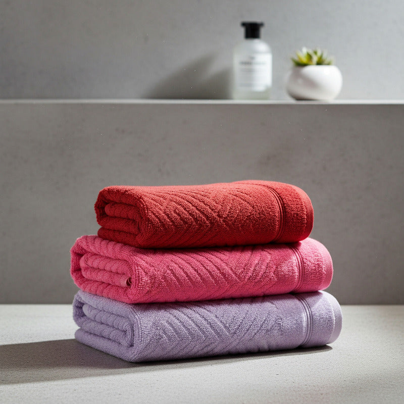 Tallas De Baño Completo 100% Algodón Super Absorbente Greta Rojo Coleccion 3