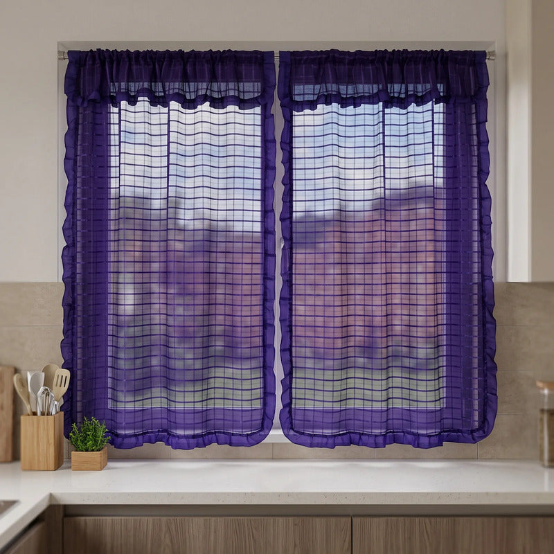 Juego De Cortinas 2 Paneles 2.50x1.95 De Ventana Transparent Violeta