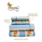 Juego De Sabana Matrimonial 100% Algodón Suaves Y Frescas Azul Acero Pétalo Pop Azul
