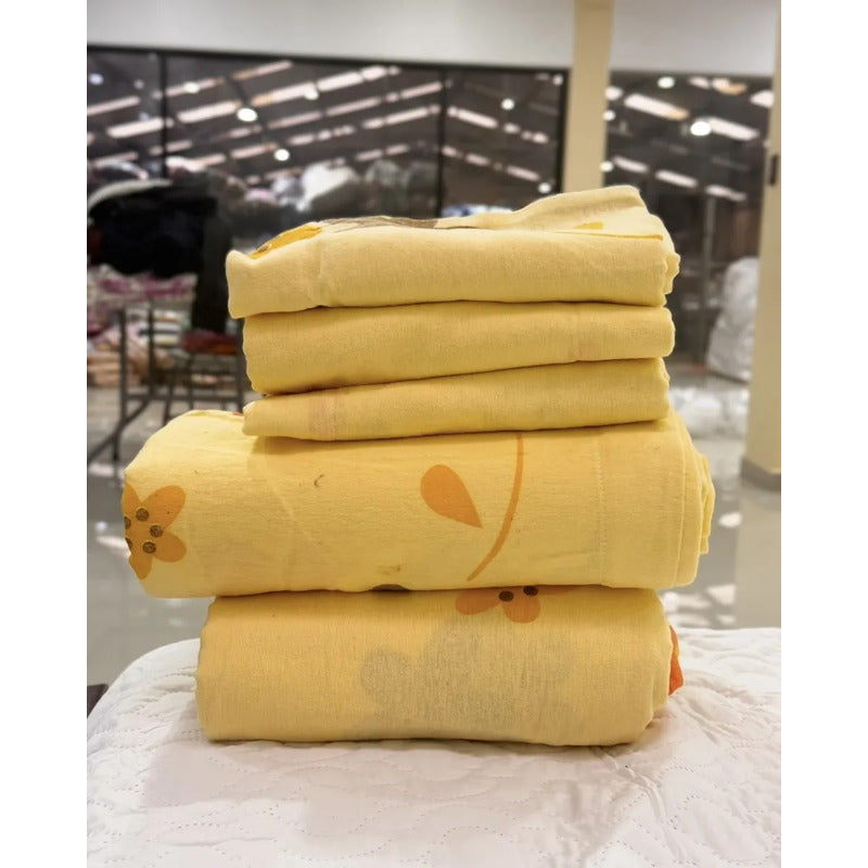 Juego De Sabanas Franela Mariol 100% Algodón King Size Amarillo Bloom Amarillo