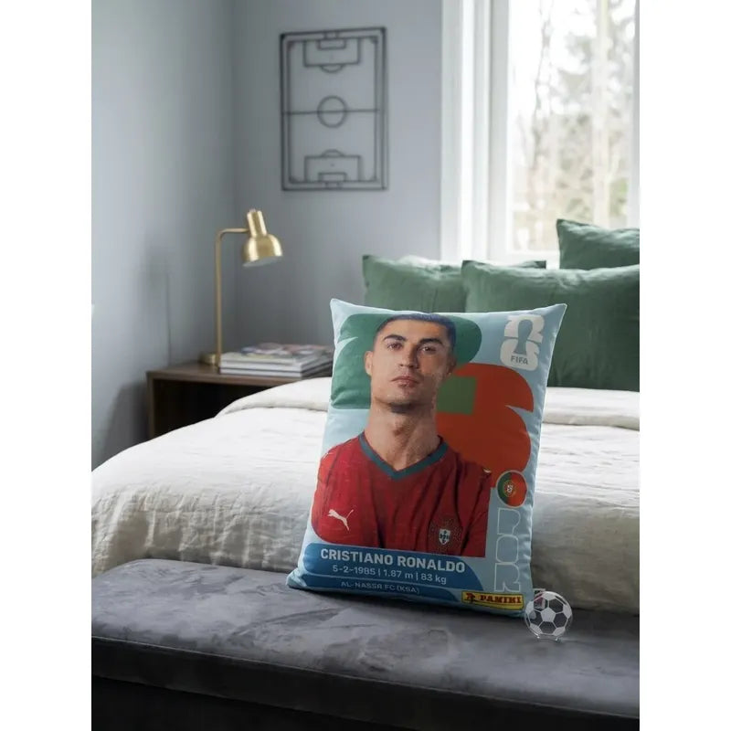 Almohada Providencia Grande De Panini Cr7 Super Esponjosa Bordó