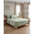 Juego De Sábanas Térmicas Polar Algodón King Size Invernal Verde Claro Mosaico Verde