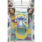 Frazada Providencia Disney Matrimonial Stitch Colorido Cian