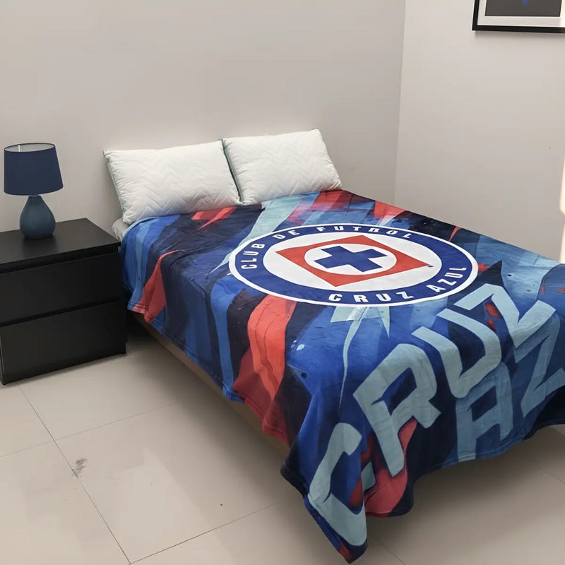 Frazada Matrimonial Providencia  De Equipos. Cruz Azul Azul