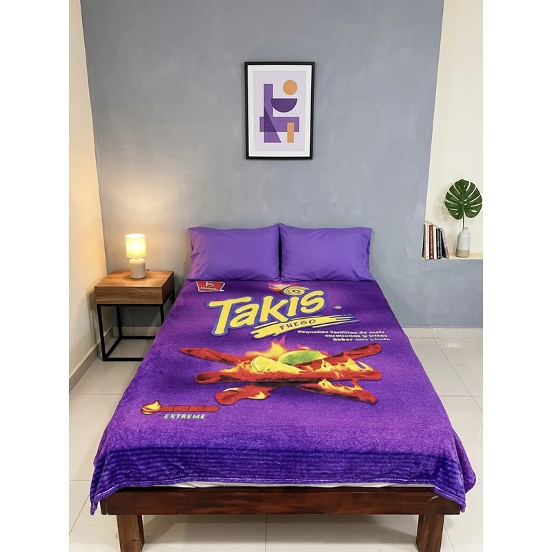Frazada Matrimonial Providencia Frituras De Takis Suave Takis 700 G Violeta Oscuro