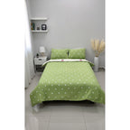 Edredón Premium Duvet Dos Vistas Matri Con Relleno Incluido Verde Corazón Tulipanes Rosa Algodón Alta Densidad