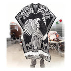 Jorongo Poncho Gaban Afelpado Unitalla Artesanal Grande Negro Guerrero Aguila 1mx1m