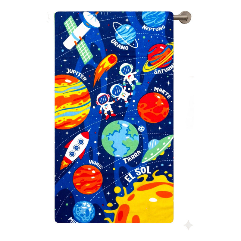Toalla De Mano Microfibra Leonora. Set De 6 Toallas 110x60cm Azul Astronautas
