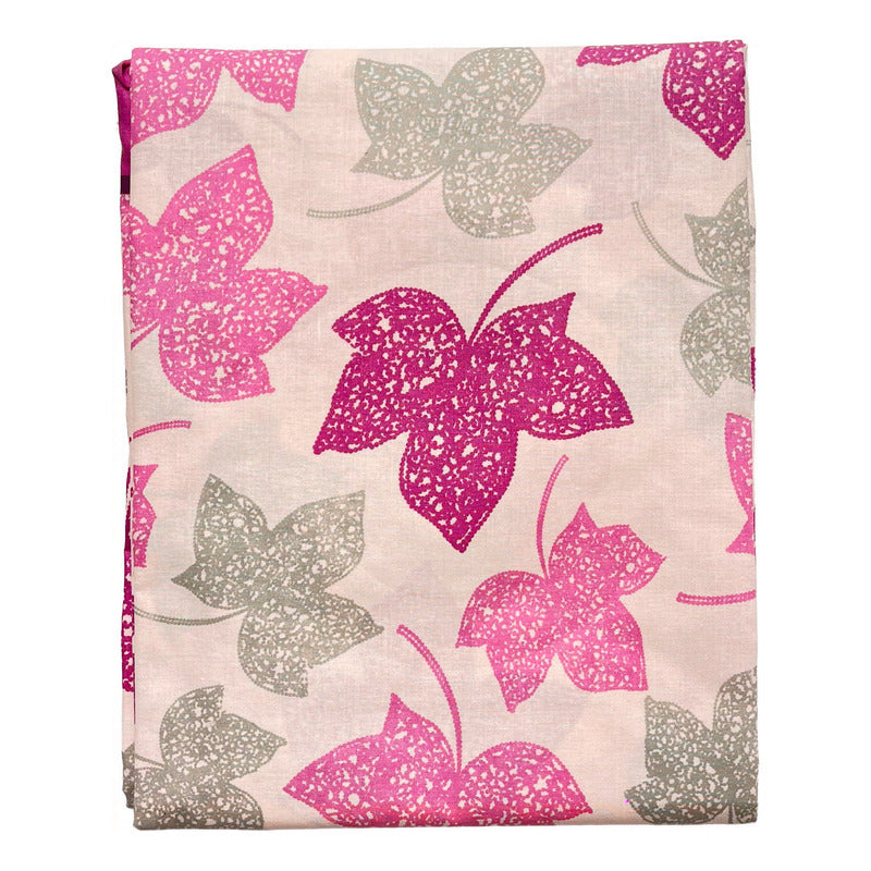 Juego De Sábanas Individual Leonora Percal Algodón 144 H. Rosa Chicle Hoja Rosa