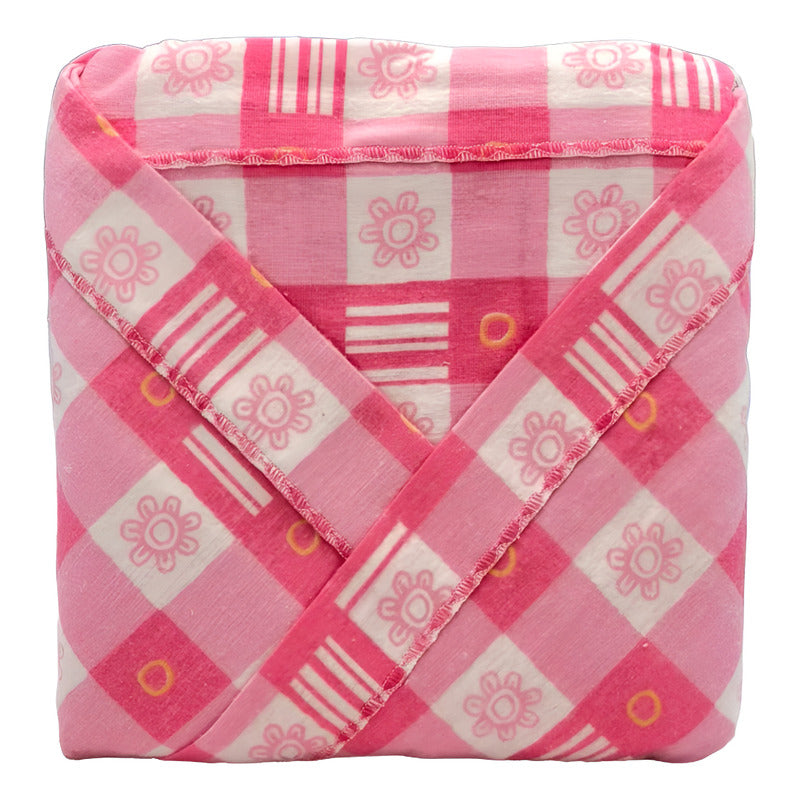 Juego De Sabanas Franela Mariol 100% Algodón Matrimonial Rosa Cuadro Flor Rosa