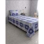 Juego De Sábana Mariol Individual 100% Algodón Premium Azul Acero Sol Y Luna Azul