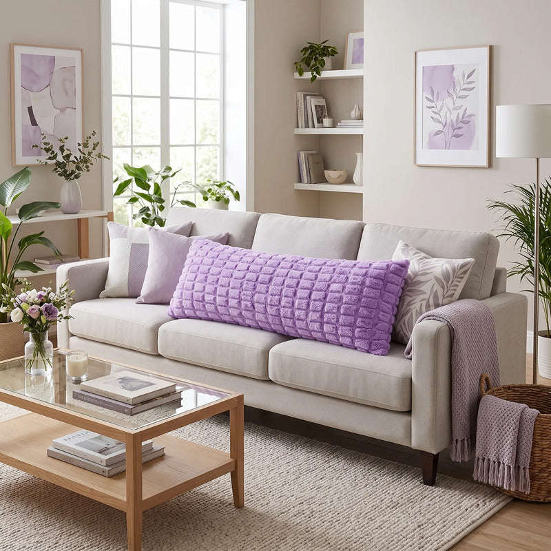 Almohada Providencia Super Jumbo Piel Jacquard Suave Lavanda