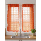 Juego De Cortinas 2 Paneles 2.50x1.95 De Ventana Transparent Naranja