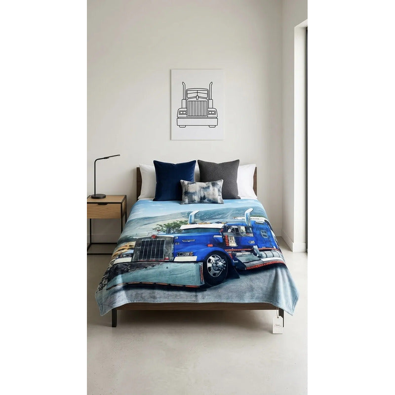 Frazada Providencia Matrimonial Super Calientita Trailer Modelo Para Hombre Azur Azul Marino