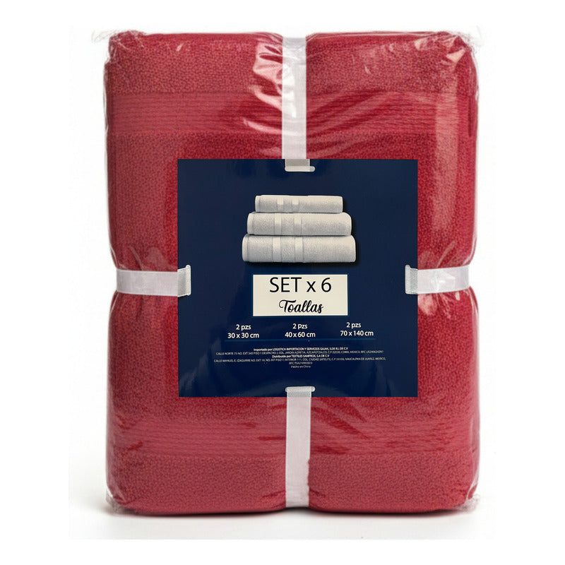 Juego De Toallas De Microfibra  Premium Absorbentes Y Suaves Rojo Cuerpo-manos Y Facial Roja Lisa