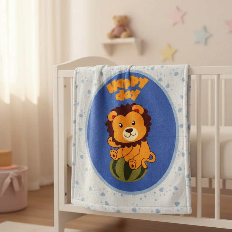 Cunero Baby Clasic Leonora De Bebé Térmico Y Super Suavecito Leoncito Azul Azul