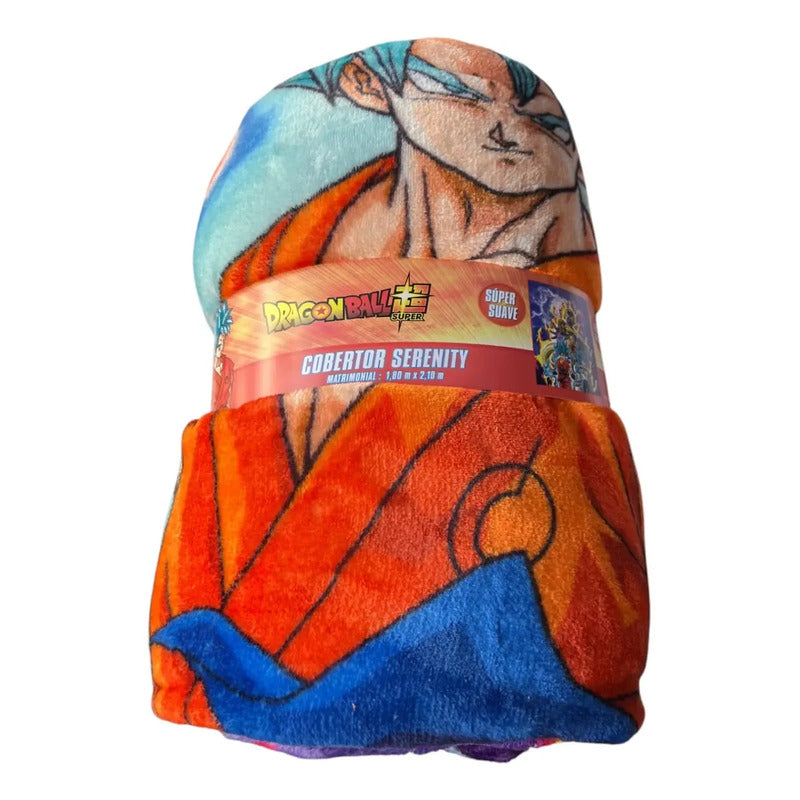 Frazada Matrimonial Super Suave Y Calientita Goku Dragon Ball Fuego Violeta Oscuro