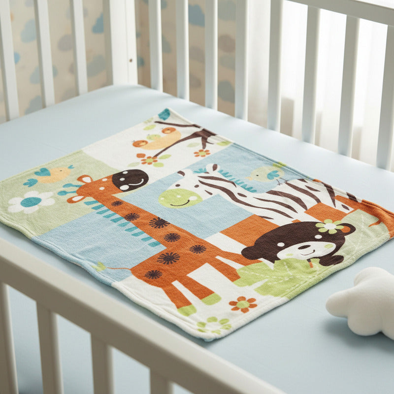 Cunero Baby Clasic Leonora De Bebé Térmico Y Super Suavecito Animales En Primavera Agua