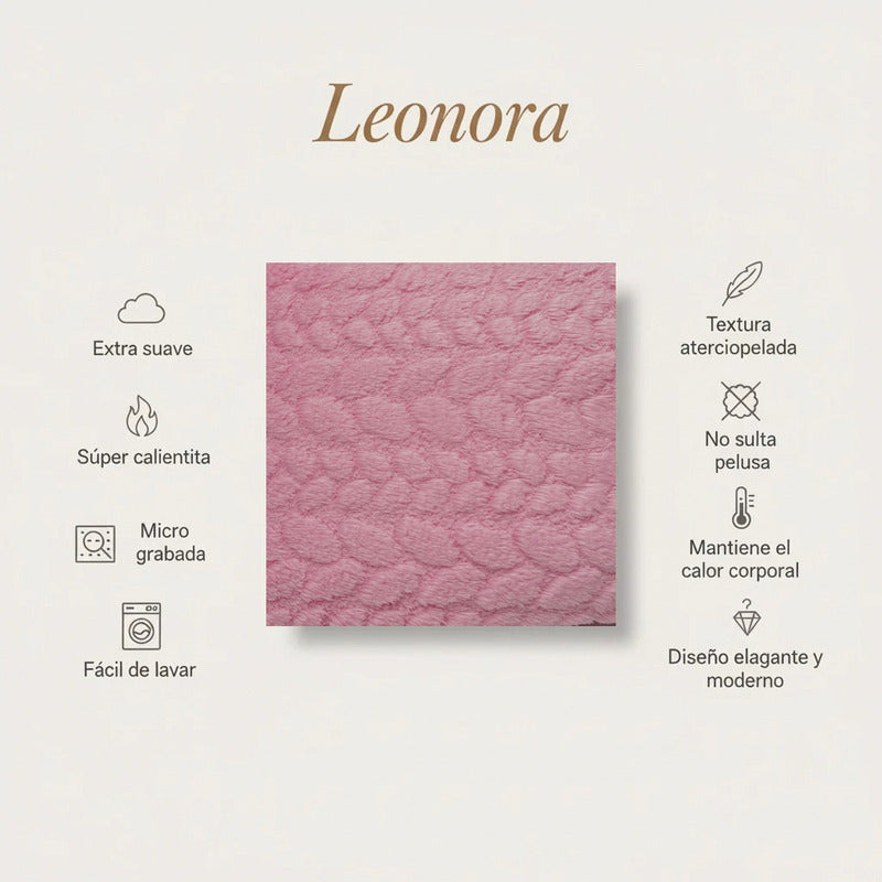 Frazada Leonora Matrimonial Extra-suave Grabado Hd Acogedora Hojuelas Rosa Rosa