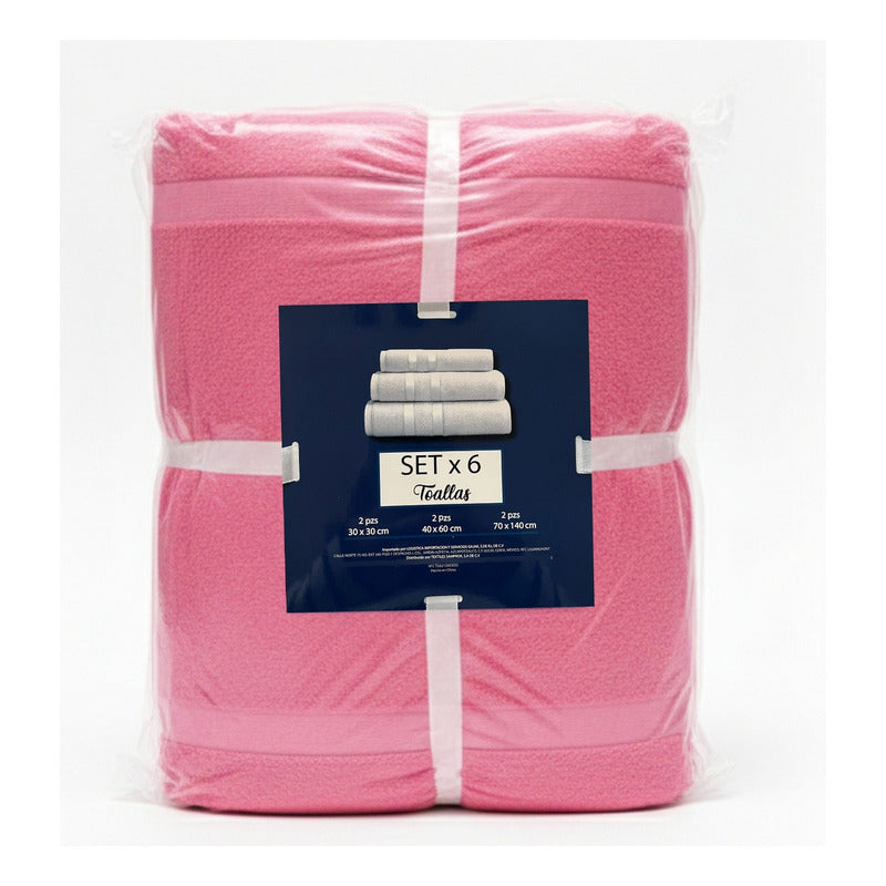 Juego De Toallas De Microfibra  Premium Absorbentes Y Suaves Rosa Cuerpo-manos Y Facial Rosa Chlicle Lisa